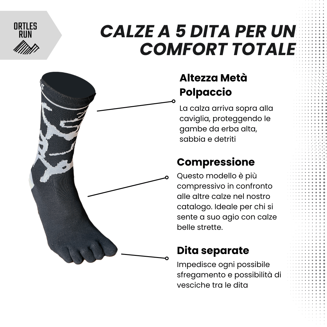 KIT 3 calcetines altos Ortles - Calcetines 5 dedos Trail Running